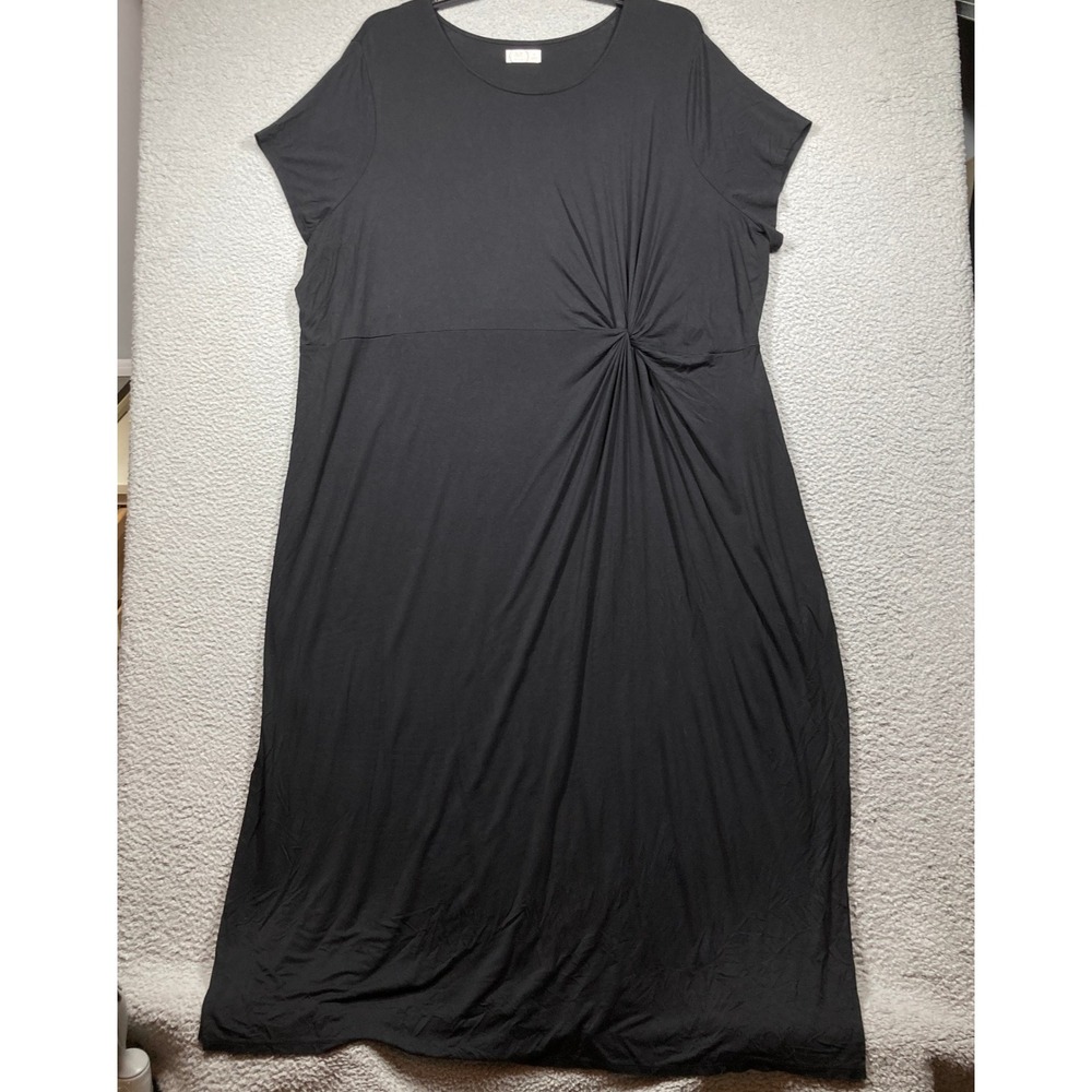 Maurices T-Shirt Midi Dress Women 4X Black Twist Front Short Sleeve 24/7 Minimal